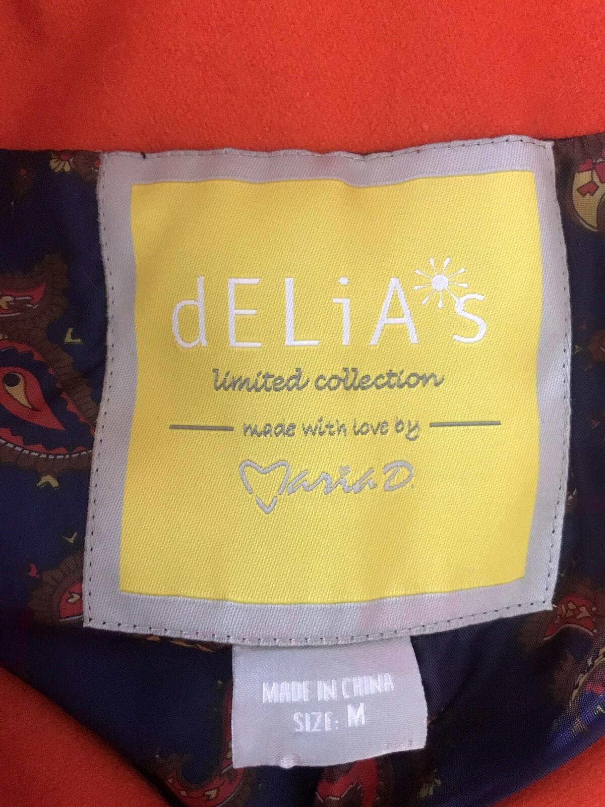 DELIA'S Limited Collection Women Double Breasted Orange Wool Blend Coat Size M