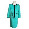 Evan Picone Black Label 2PC Aqua Green Polyester Dress (Size 6) Suit (Size 8)