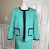 Evan Picone Black Label 2PC Aqua Green Polyester Dress (Size 6) Suit (Size 8)