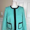 Evan Picone Black Label 2PC Aqua Green Polyester Dress (Size 6) Suit (Size 8)