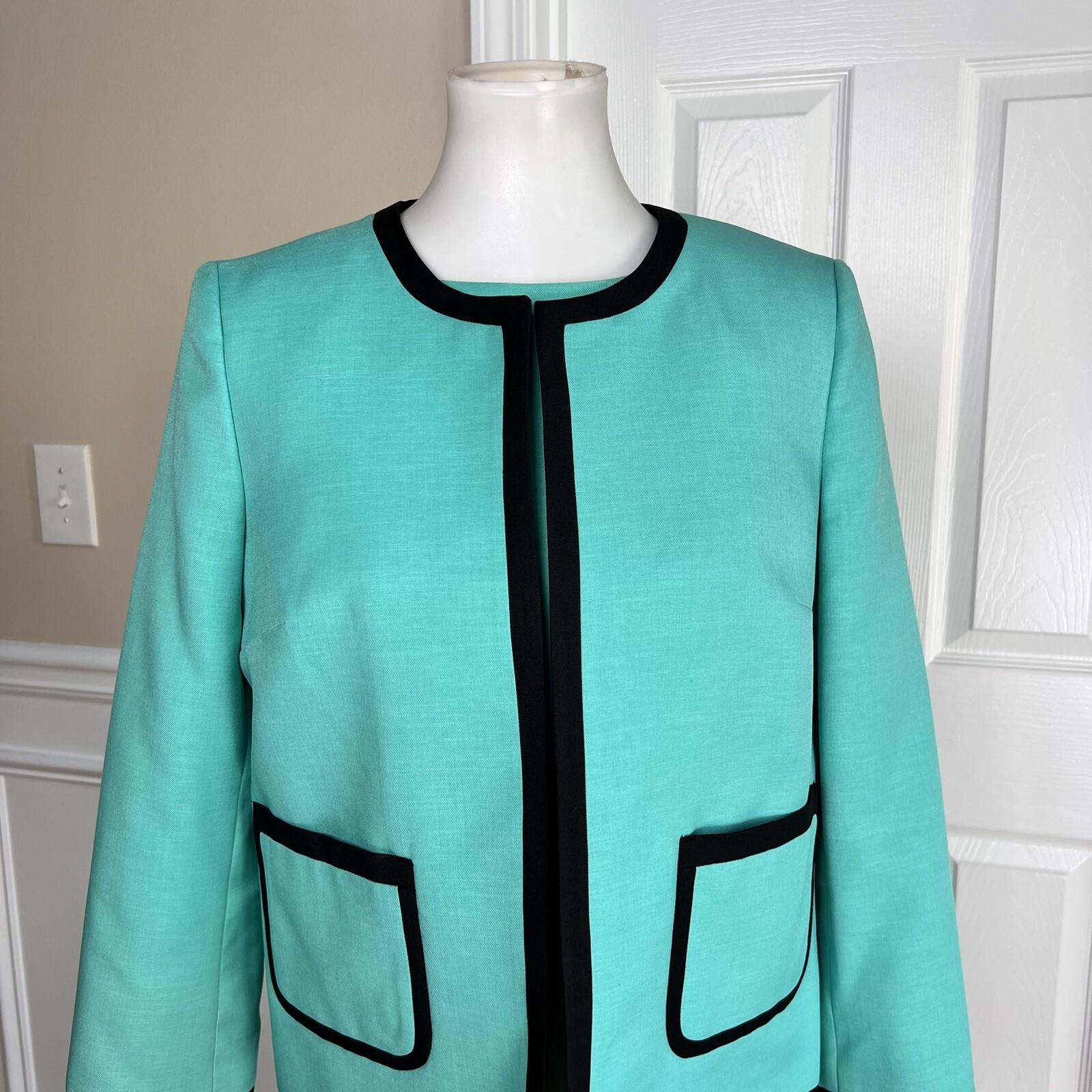 Evan Picone Black Label 2PC Aqua Green Polyester Dress (Size 6) Suit (Size 8)