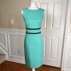 Evan Picone Black Label 2PC Aqua Green Polyester Dress (Size 6) Suit (Size 8)