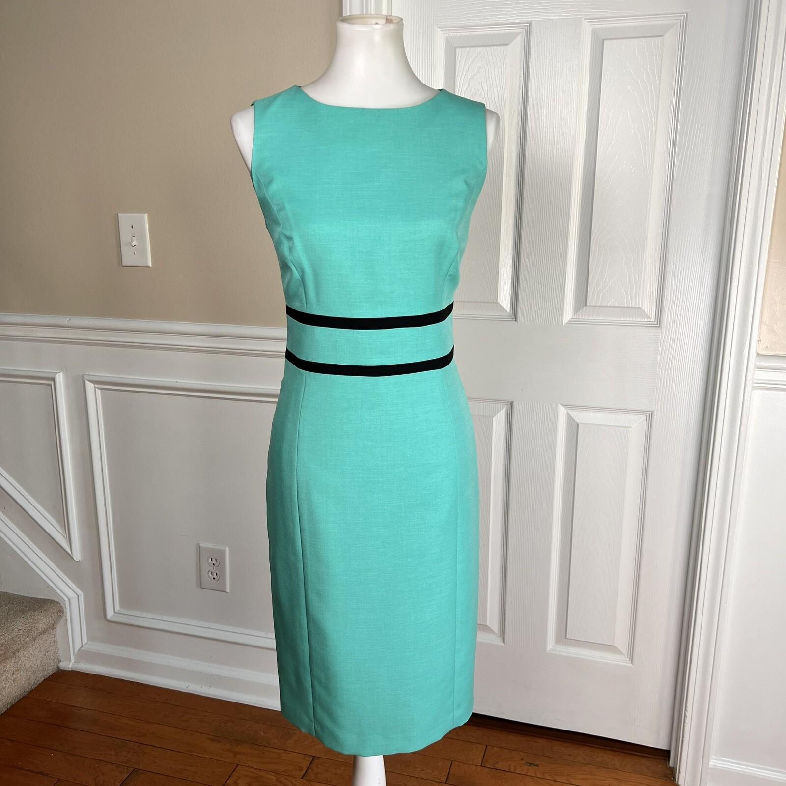 Evan Picone Black Label 2PC Aqua Green Polyester Dress (Size 6) Suit (Size 8)