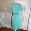 Evan Picone Black Label 2PC Aqua Green Polyester Dress (Size 6) Suit (Size 8)