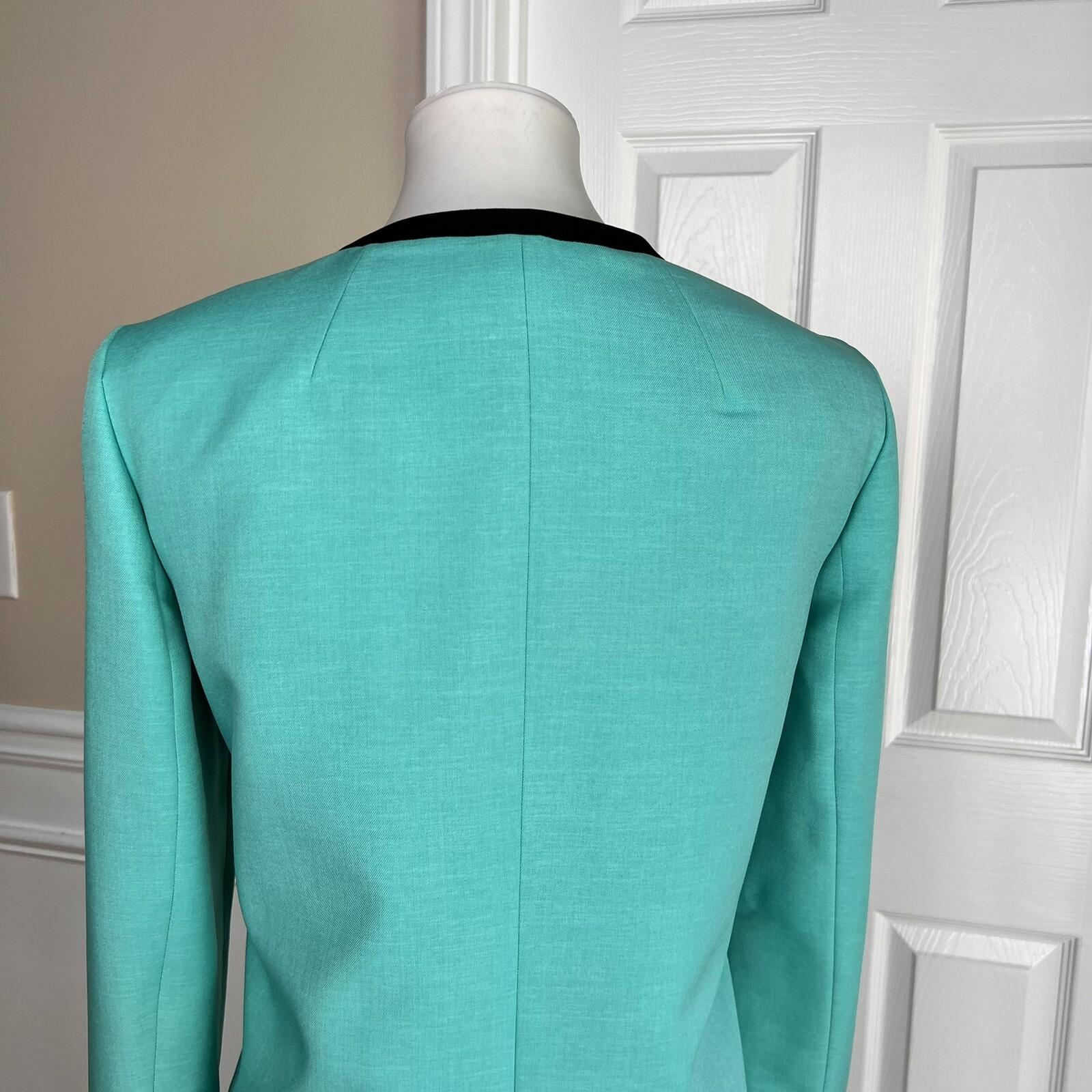 Evan Picone Black Label 2PC Aqua Green Polyester Dress (Size 6) Suit (Size 8)