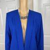 VINCE CAMUTO Blue Open Front Polyester Rayon Stretch Lined Blazer Size 14