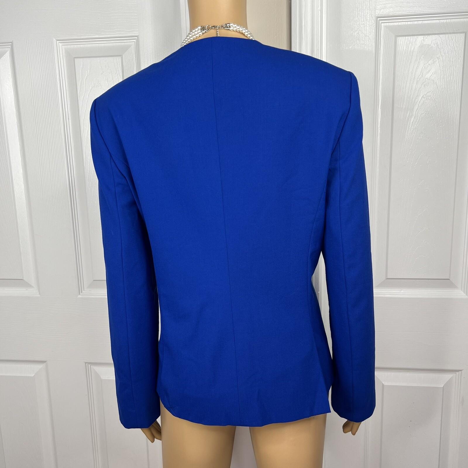 VINCE CAMUTO Blue Open Front Polyester Rayon Stretch Lined Blazer Size 14