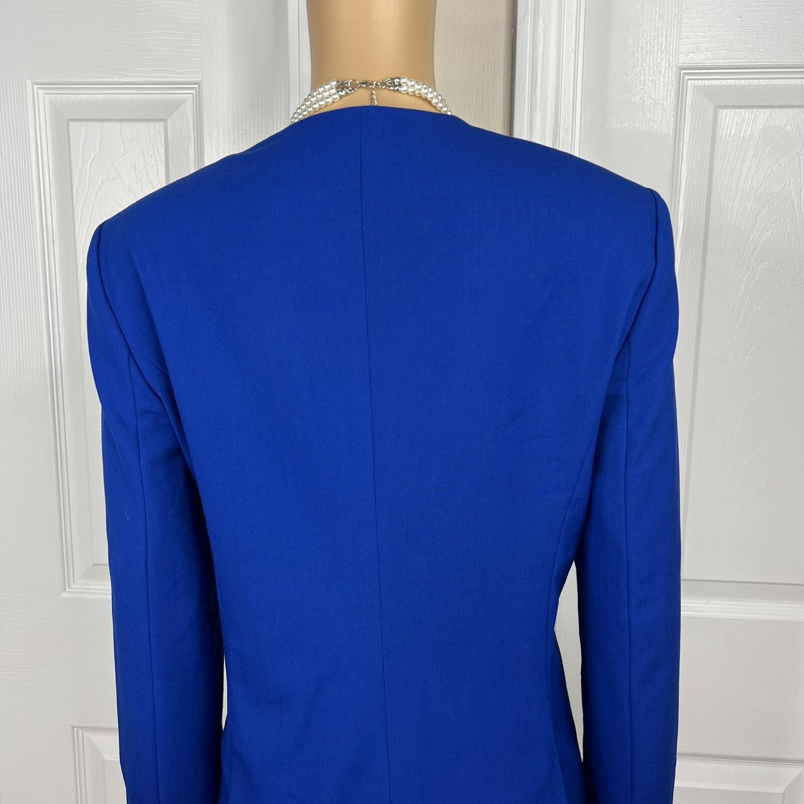 VINCE CAMUTO Blue Open Front Polyester Rayon Stretch Lined Blazer Size 14