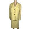 KASPER Polyester Rayon Skirt Suit Size 20W Stand Up Collar Yellow Lined 2PC