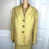 KASPER Polyester Rayon Skirt Suit Size 20W Stand Up Collar Yellow Lined 2PC