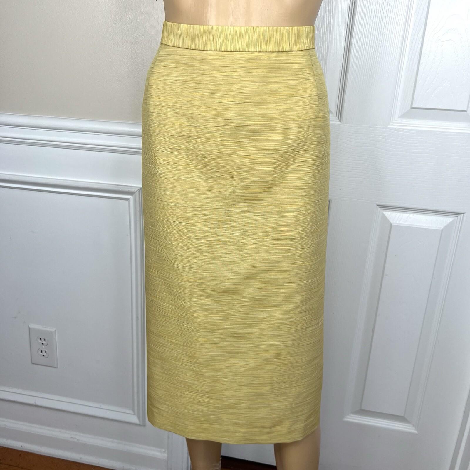KASPER Polyester Rayon Skirt Suit Size 20W Stand Up Collar Yellow Lined 2PC