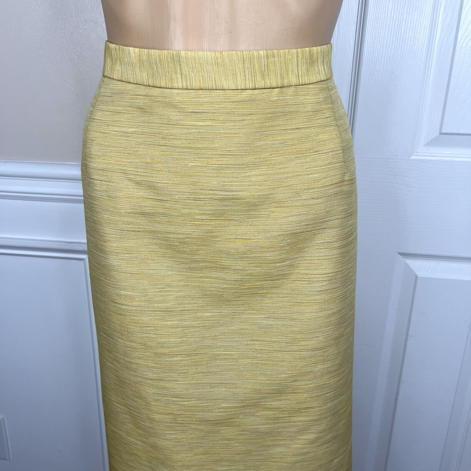 KASPER Polyester Rayon Skirt Suit Size 20W Stand Up Collar Yellow Lined 2PC