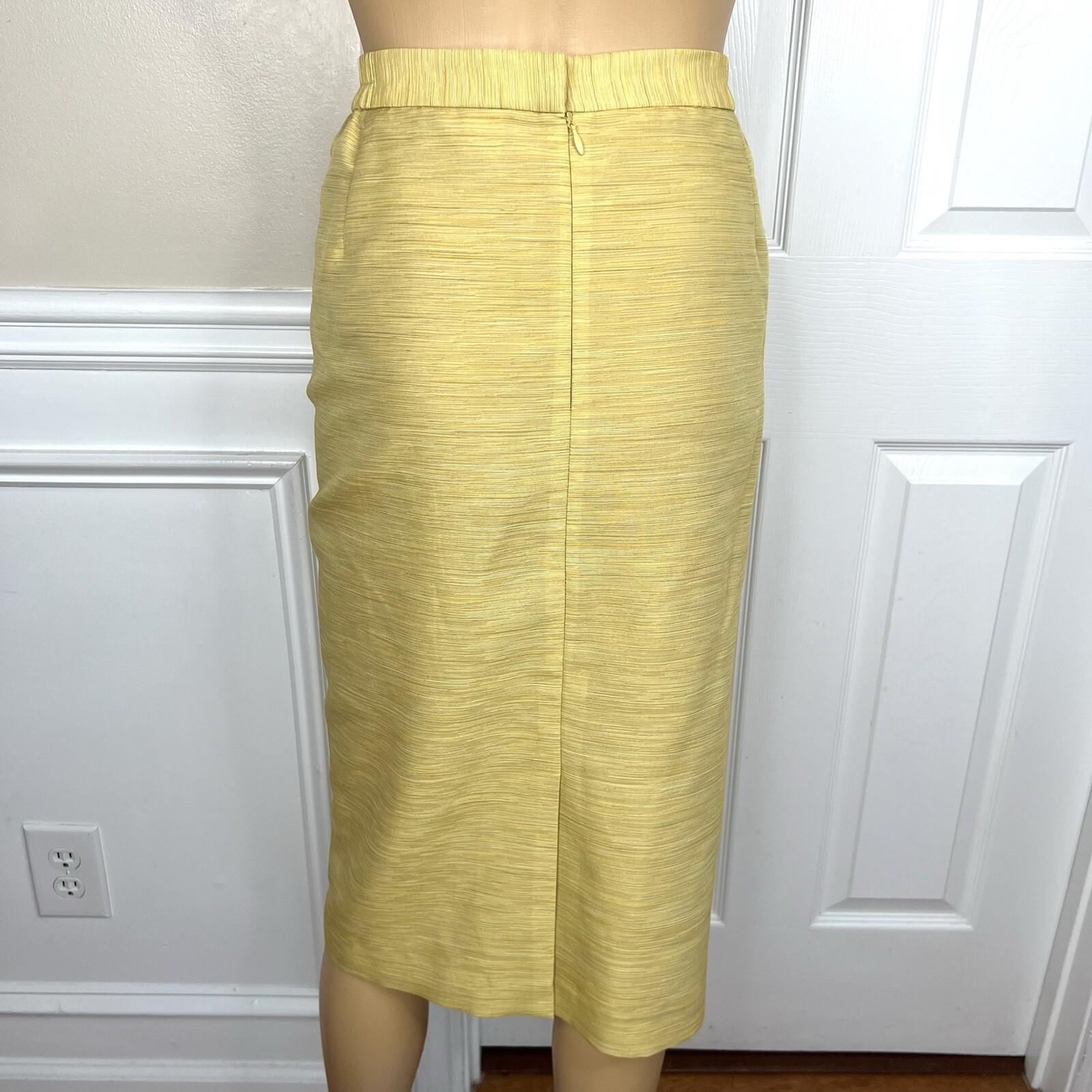 KASPER Polyester Rayon Skirt Suit Size 20W Stand Up Collar Yellow Lined 2PC