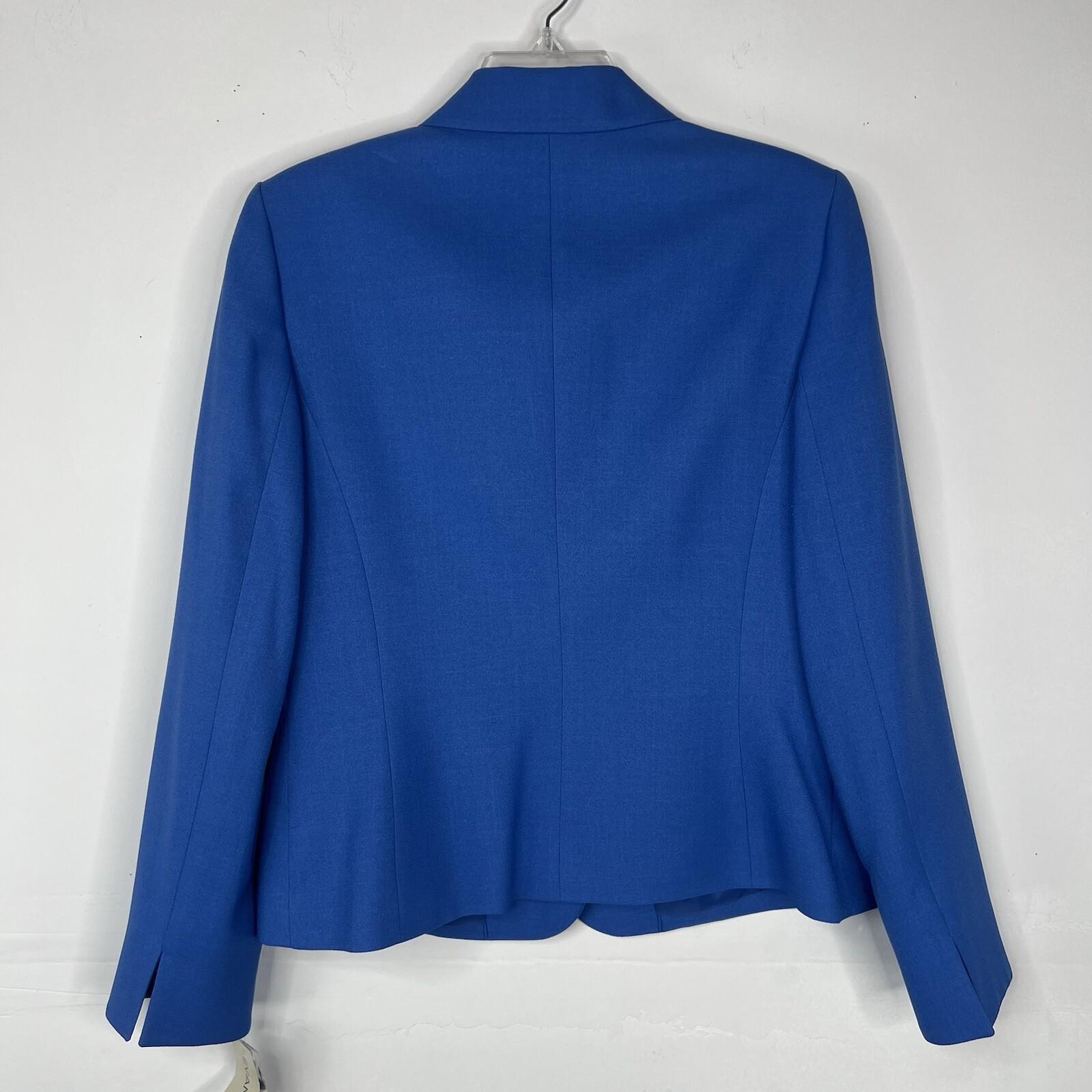 Evan Picone Polyester Skirt Suit Size 8 Blue Notch Collar Business Crepe 2PC New