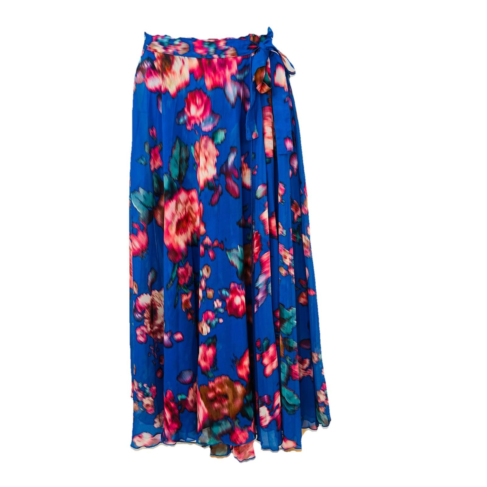 Seventy Venezia Polyester Pleated Wrap Size 44IT / M Blue Pink Made In Italy New