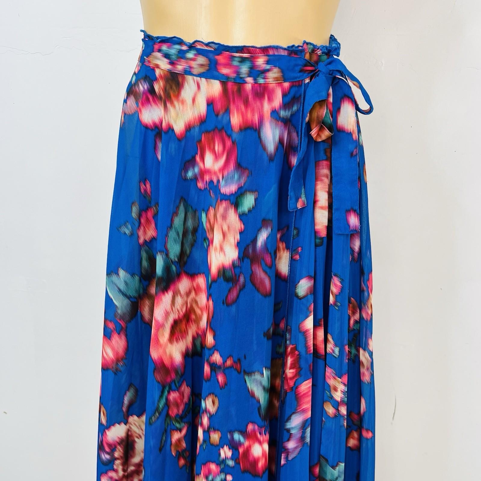 Seventy Venezia Polyester Pleated Wrap Size 44IT / M Blue Pink Made In Italy New