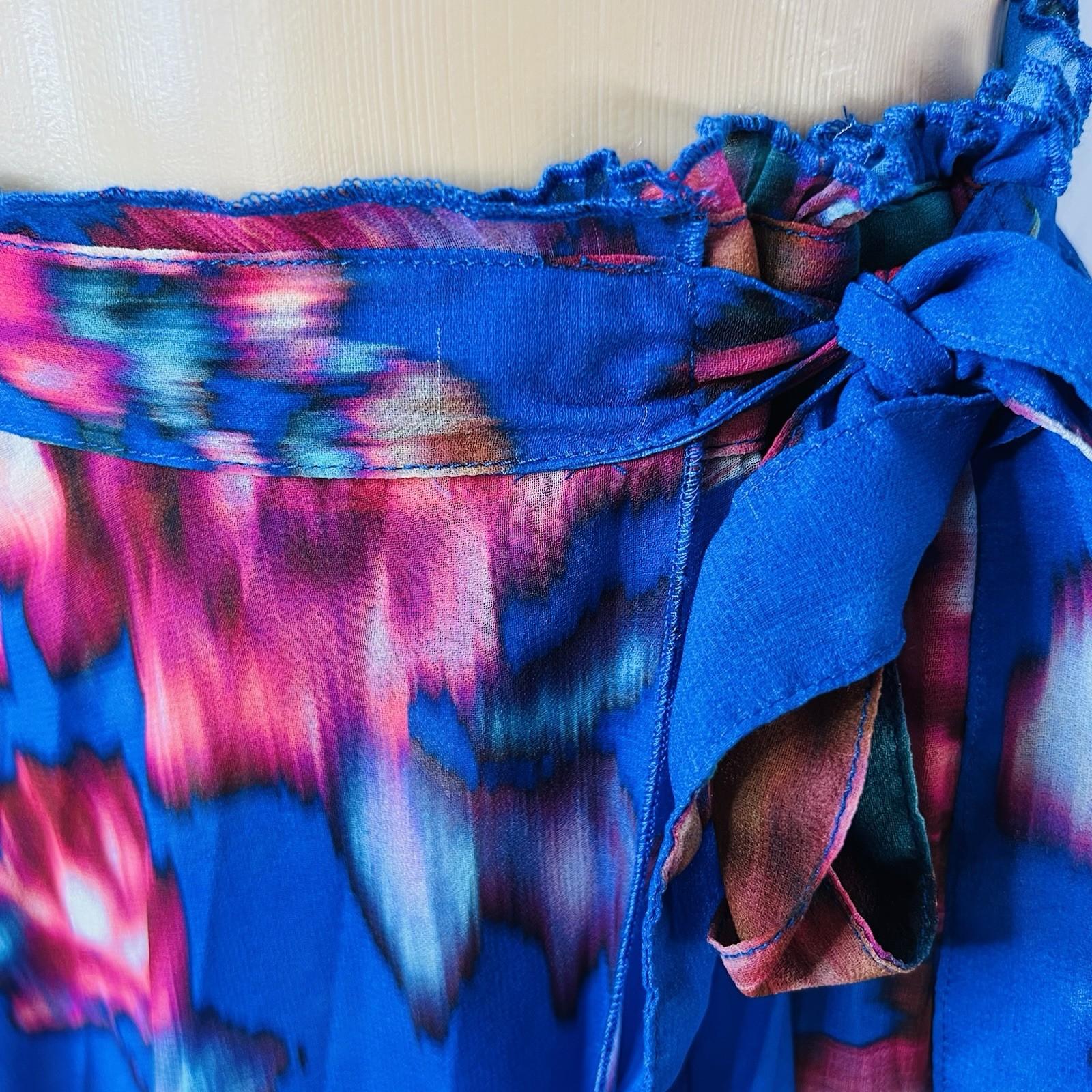 Seventy Venezia Polyester Pleated Wrap Size 44IT / M Blue Pink Made In Italy New