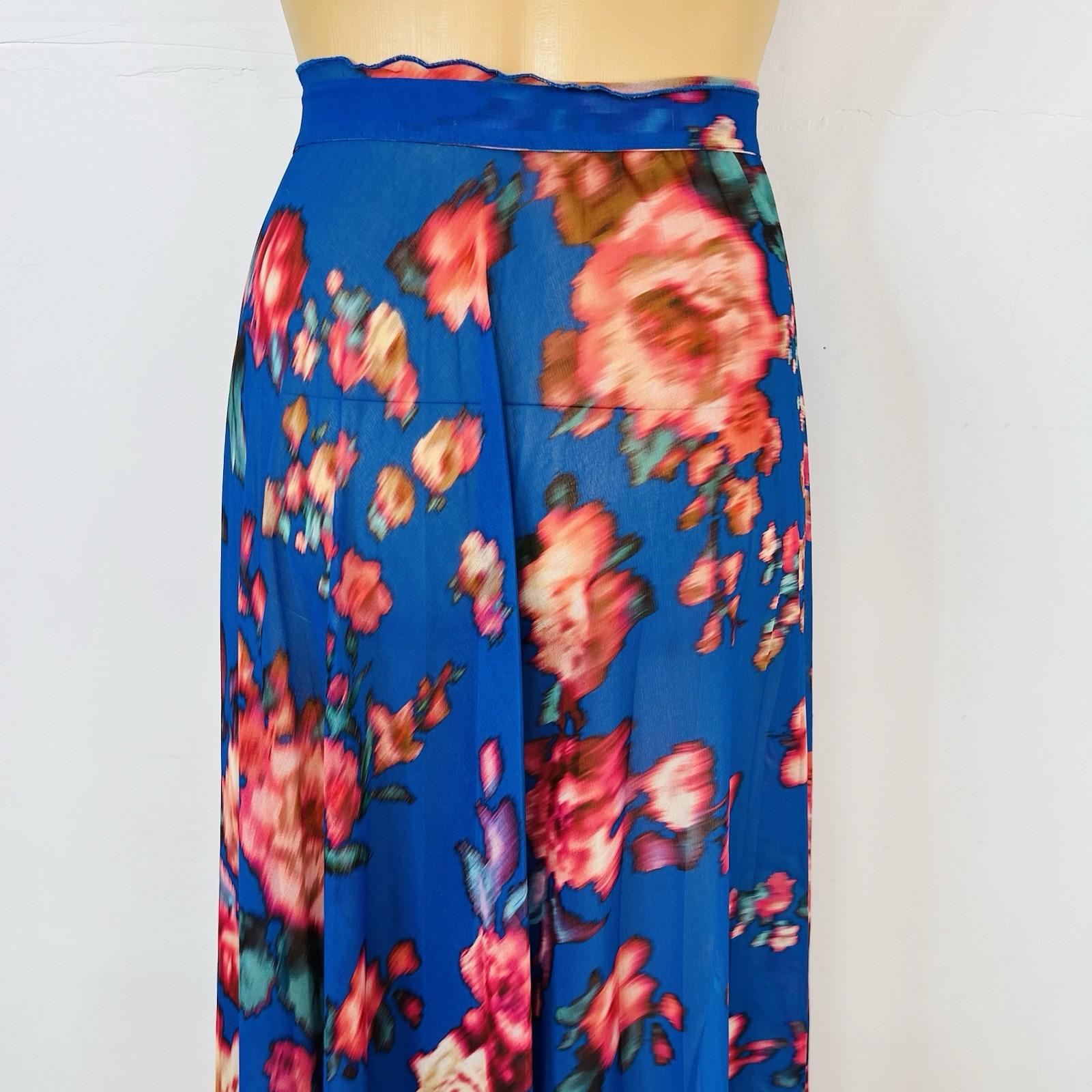 Seventy Venezia Polyester Pleated Wrap Size 44IT / M Blue Pink Made In Italy New