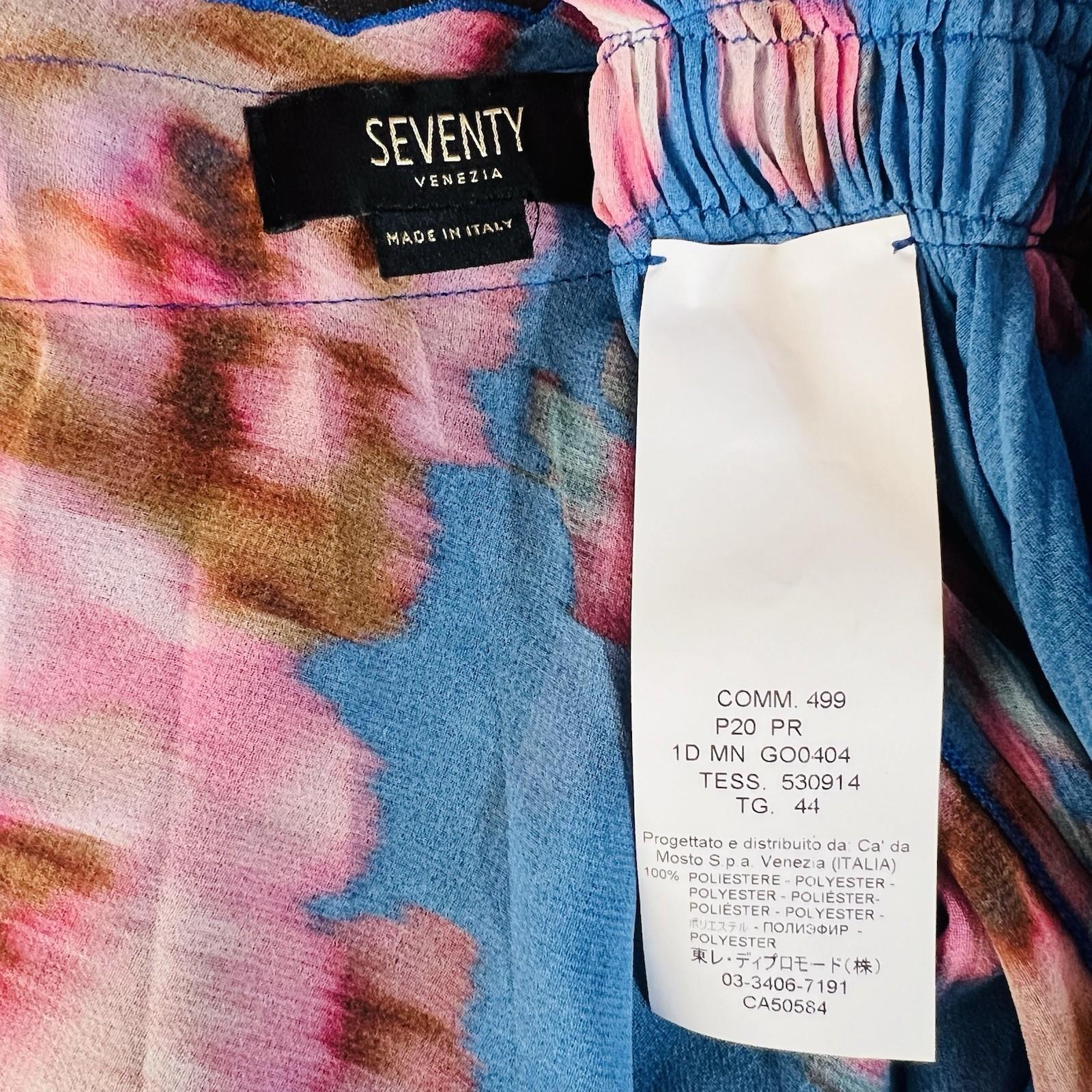 Seventy Venezia Polyester Pleated Wrap Size 44IT / M Blue Pink Made In Italy New