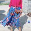 Seventy Venezia Polyester Pleated Wrap Size 44IT / M Blue Pink Made In Italy New
