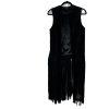 Marciano Leather Suede Fringe Vest Size XS Black Cowboy Style Cardigan Waistcoat