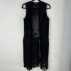 Marciano Leather Suede Fringe Vest Size XS Black Cowboy Style Cardigan Waistcoat