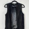 Marciano Leather Suede Fringe Vest Size XS Black Cowboy Style Cardigan Waistcoat