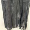 Marciano Leather Suede Fringe Vest Size XS Black Cowboy Style Cardigan Waistcoat