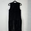 Marciano Leather Suede Fringe Vest Size XS Black Cowboy Style Cardigan Waistcoat