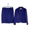 Le Suit 2PC Polyester Lined Notch Collar Skirt Suit Size 14 Purple Timeless