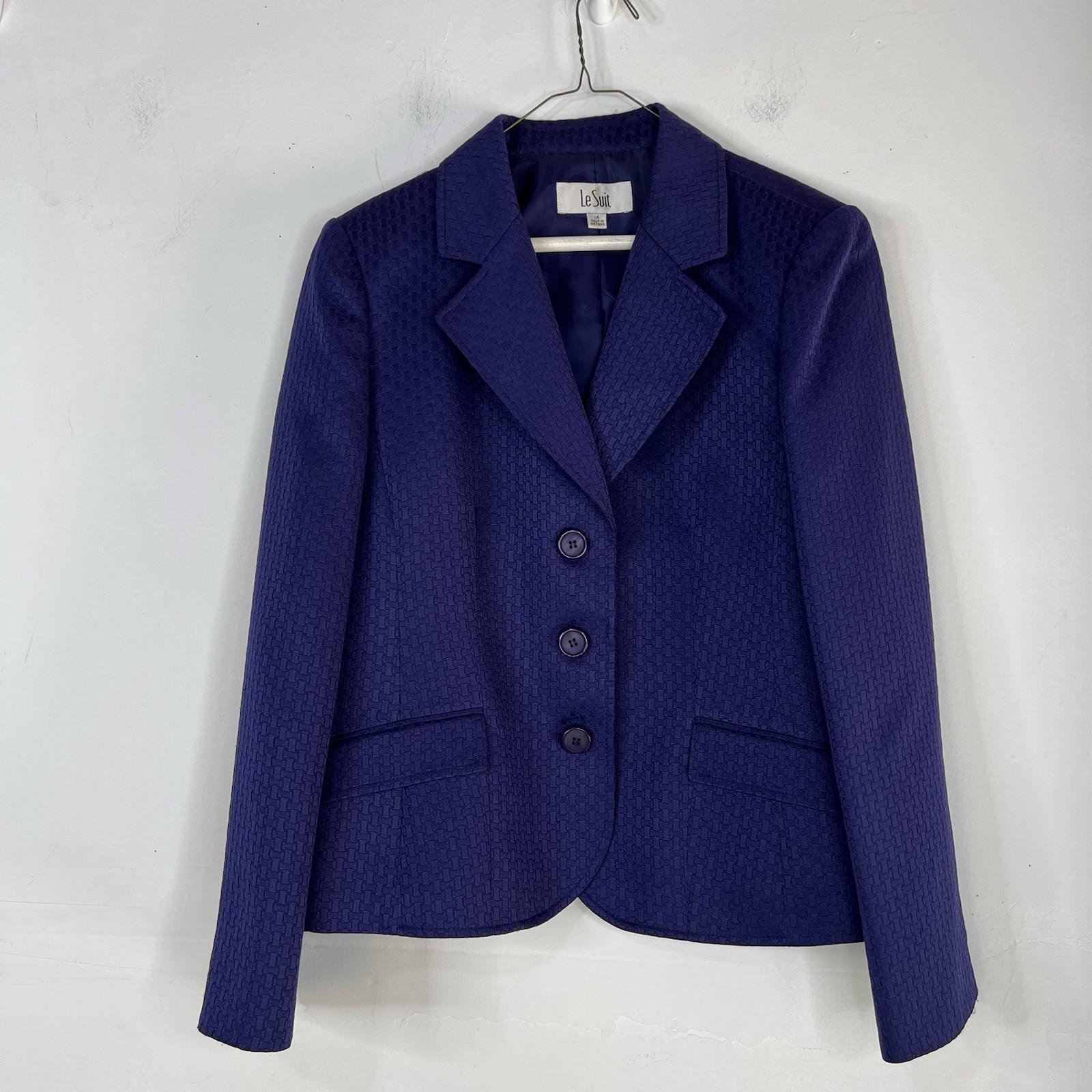 Le Suit 2PC Polyester Lined Notch Collar Skirt Suit Size 14 Purple Timeless