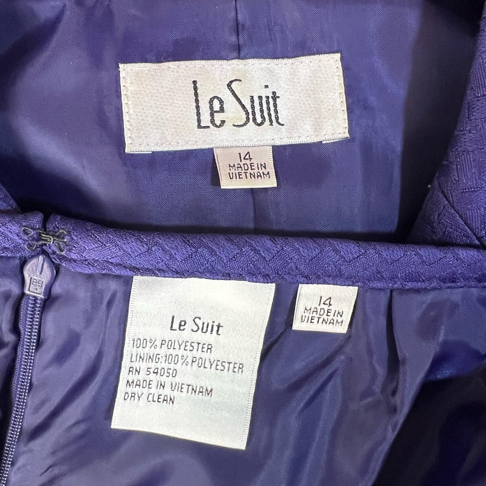 Le Suit 2PC Polyester Lined Notch Collar Skirt Suit Size 14 Purple Timeless
