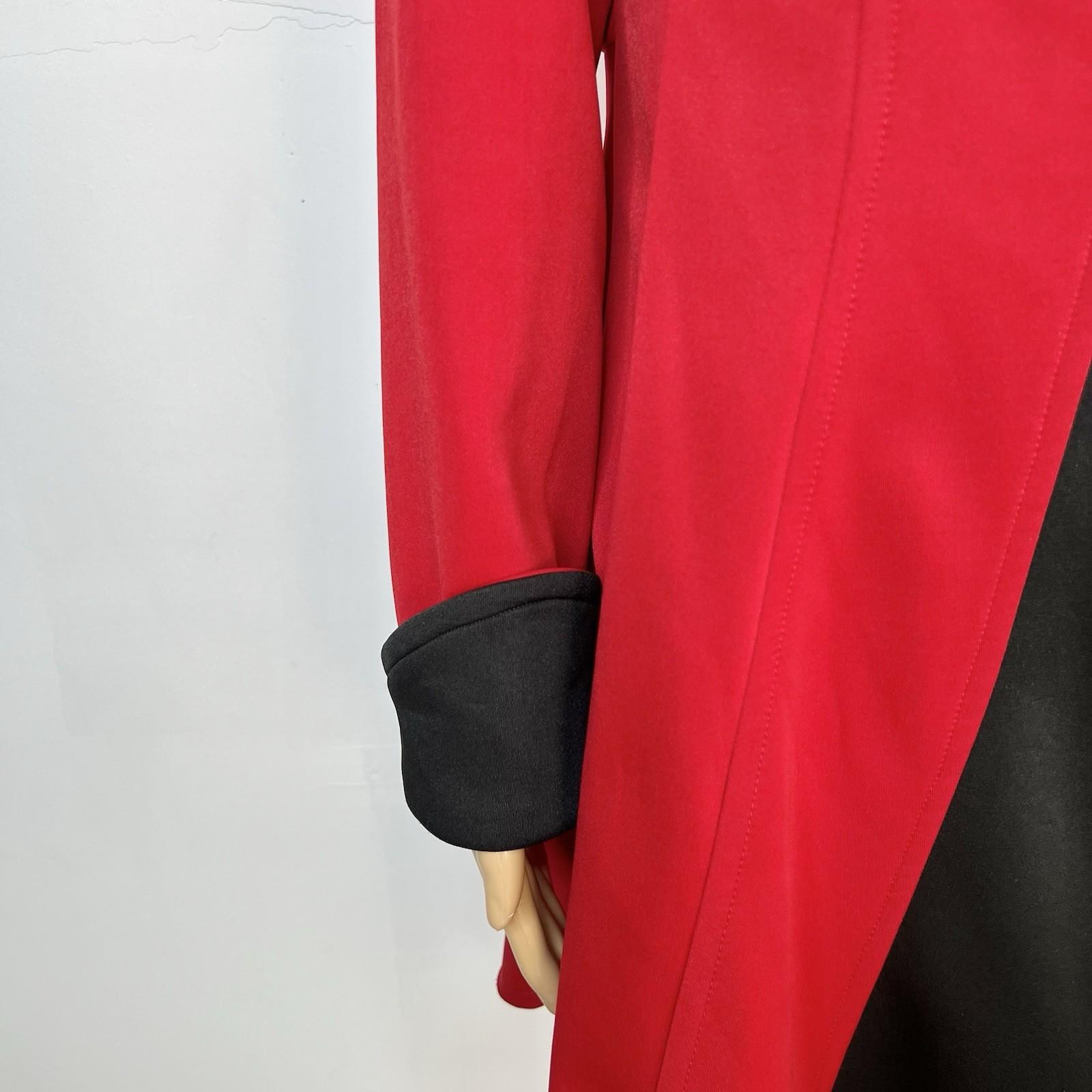 Regalia Women Polyester Spandex Oversized Jacket High Low Flowy Red Black Size 8