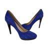 COLE HAAN Women Electric Blue Leather Suede Slip On Dress Pumps Heels 8 B