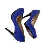 COLE HAAN Women Electric Blue Leather Suede Slip On Dress Pumps Heels 8 B