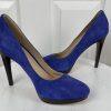 COLE HAAN Women Electric Blue Leather Suede Slip On Dress Pumps Heels 8 B