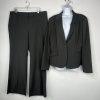 Jones New York 2PC Wide Leg Pant Suit 10 Charcoal Gray Striped 2PC Business New