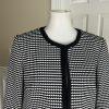 NINE WEST Black White Polyester Spandex Collarless Open Front Blazer Size 12