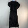 Adrianna Papell Chiffon Dress Size 12 Black Ruffle Wrap Belted Short Sleeve Midi