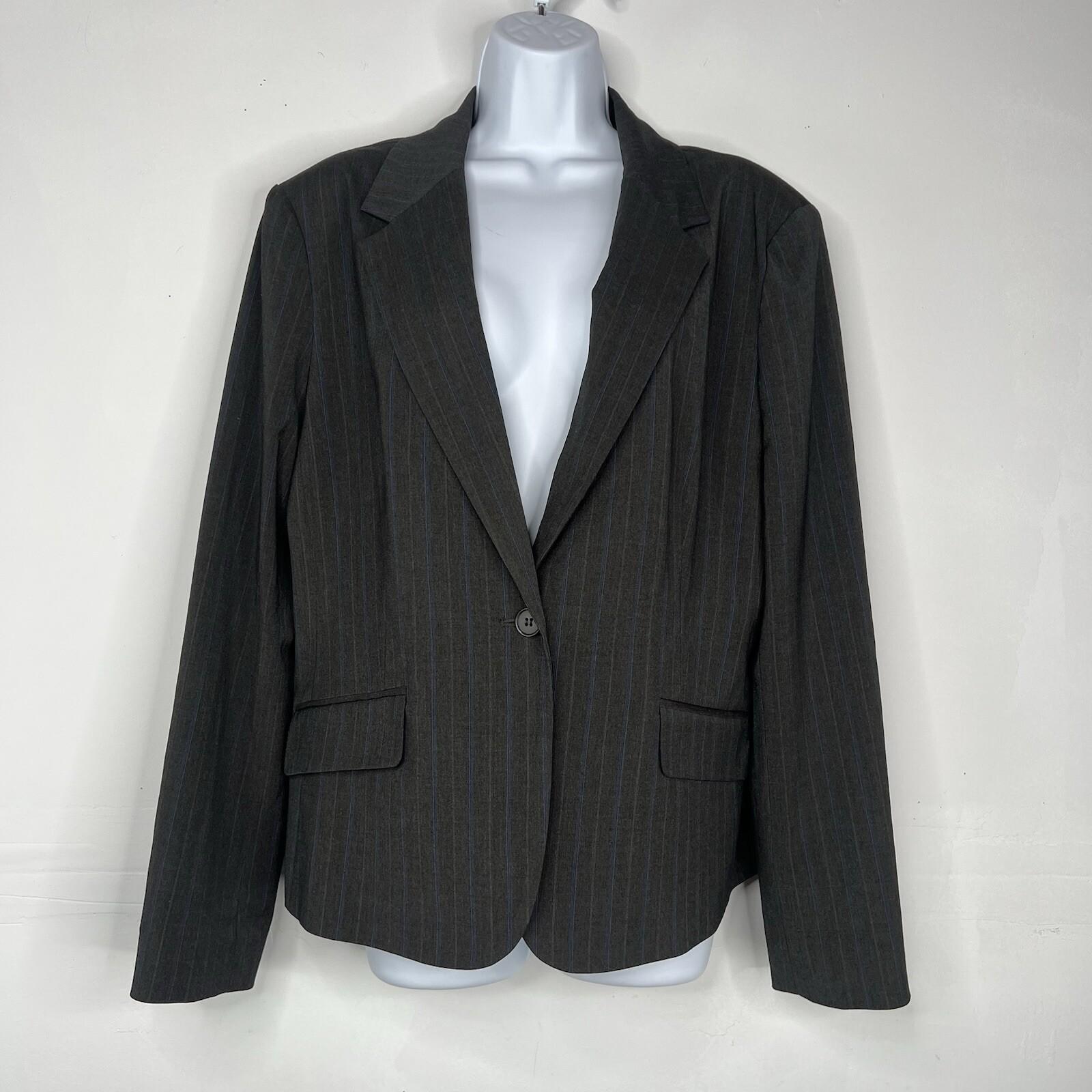 Jones New York 2PC Wide Leg Pant Suit 10 Charcoal Gray Striped 2PC Business New