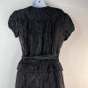 Adrianna Papell Chiffon Dress Size 12 Black Ruffle Wrap Belted Short Sleeve Midi