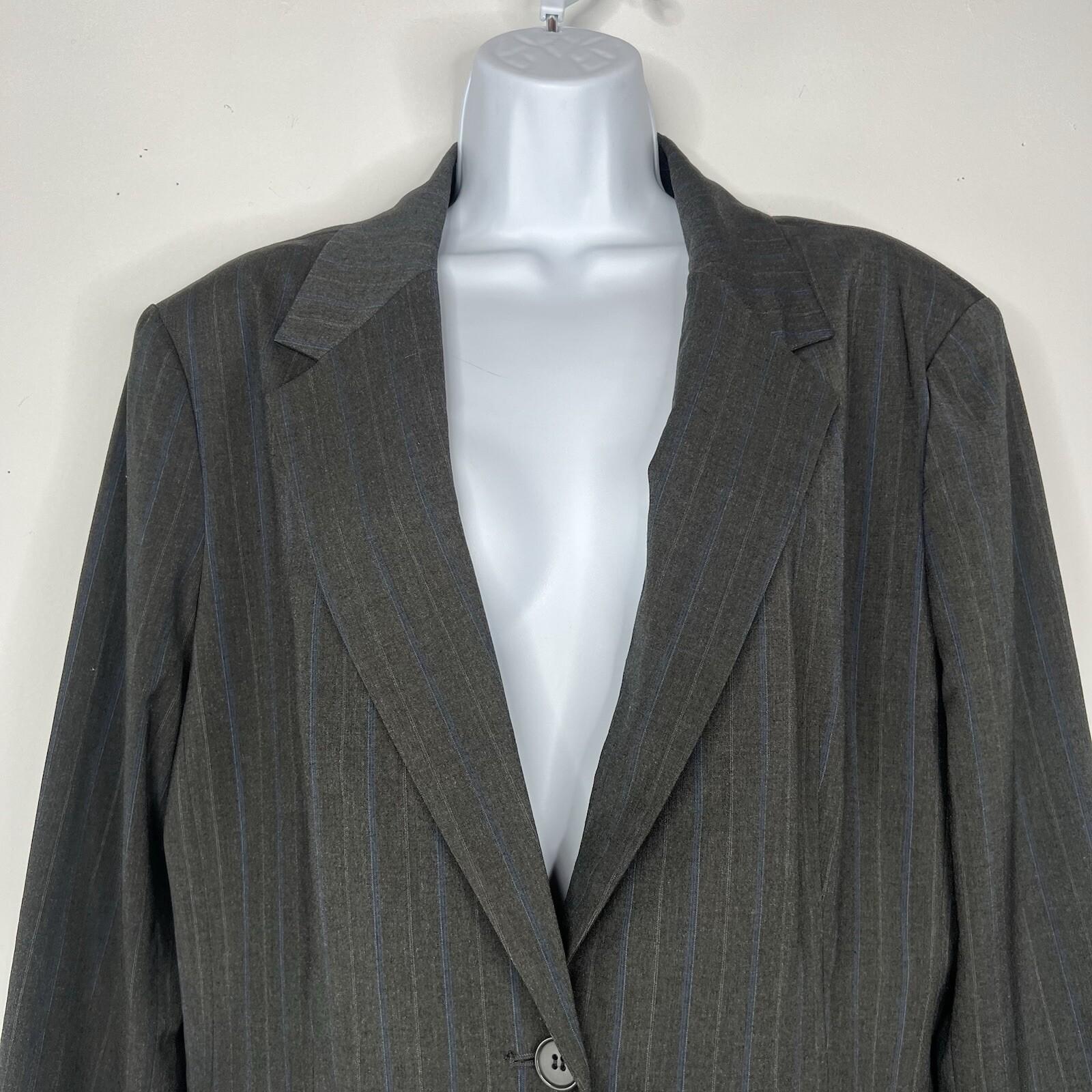 Jones New York 2PC Wide Leg Pant Suit 10 Charcoal Gray Striped 2PC Business New