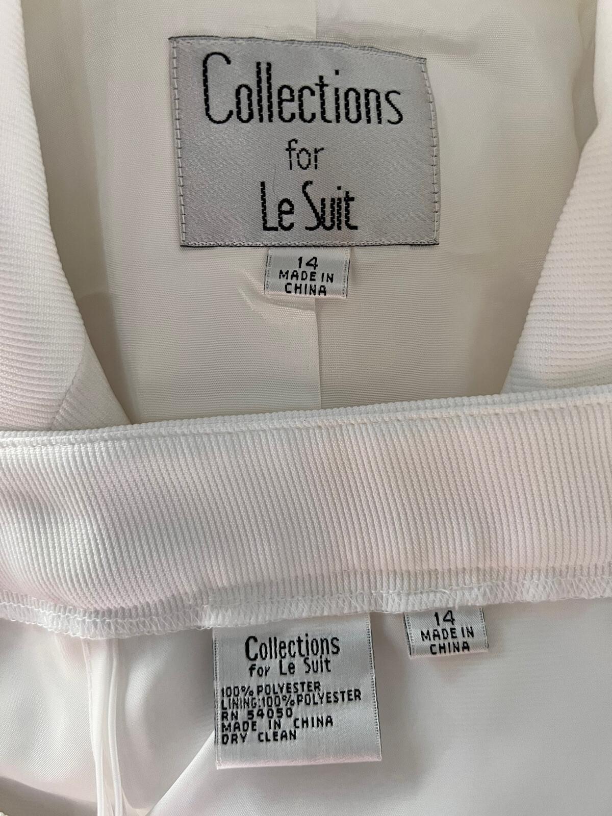 Collections For le Suit Polyester Pant Suit 14 White Peak Collar 2PC Pockets New