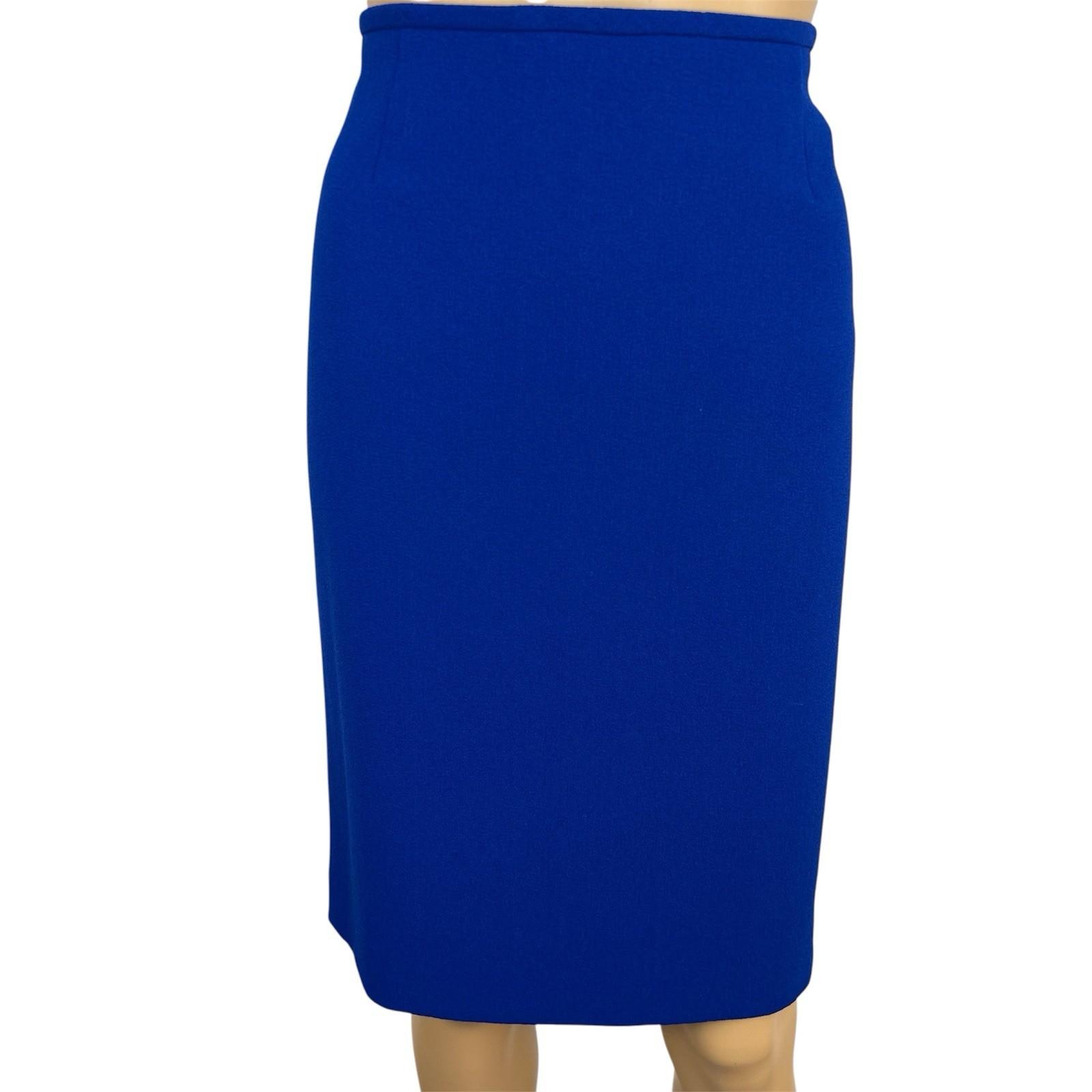 10-5659.jpg TAHARI ASL Polyester Stretch Pencil Skirt Size 4 Blue Lined Business Career New