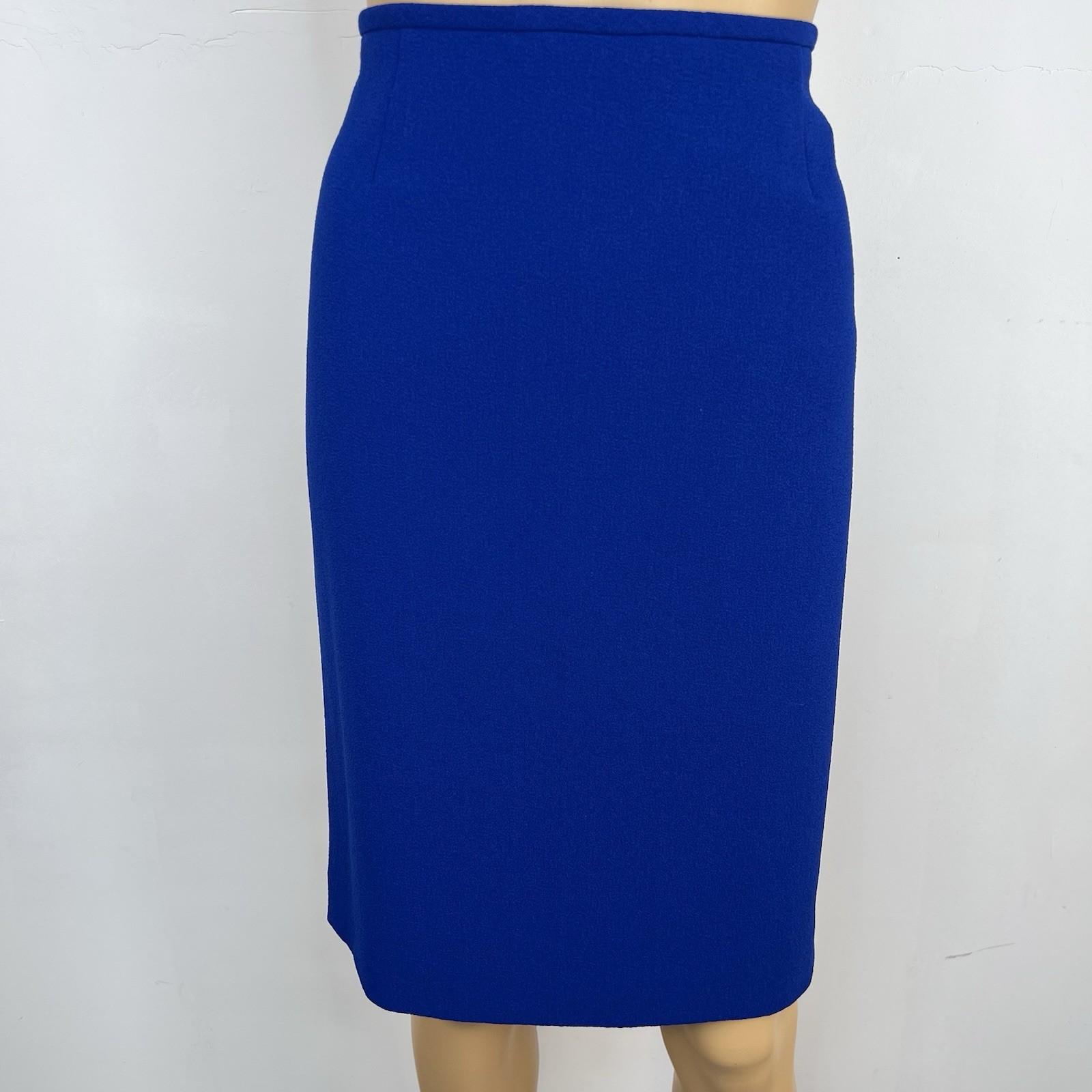 10-5660.jpg TAHARI ASL Polyester Stretch Pencil Skirt Size 4 Blue Lined Business Career New