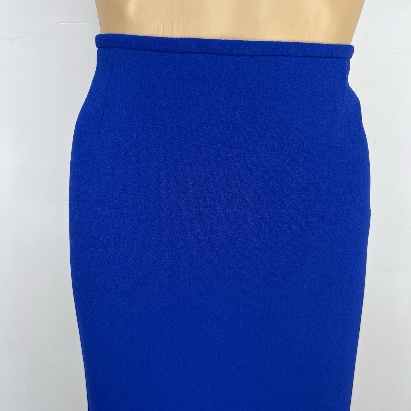 10-5661.jpg TAHARI ASL Polyester Stretch Pencil Skirt Size 4 Blue Lined Business Career New
