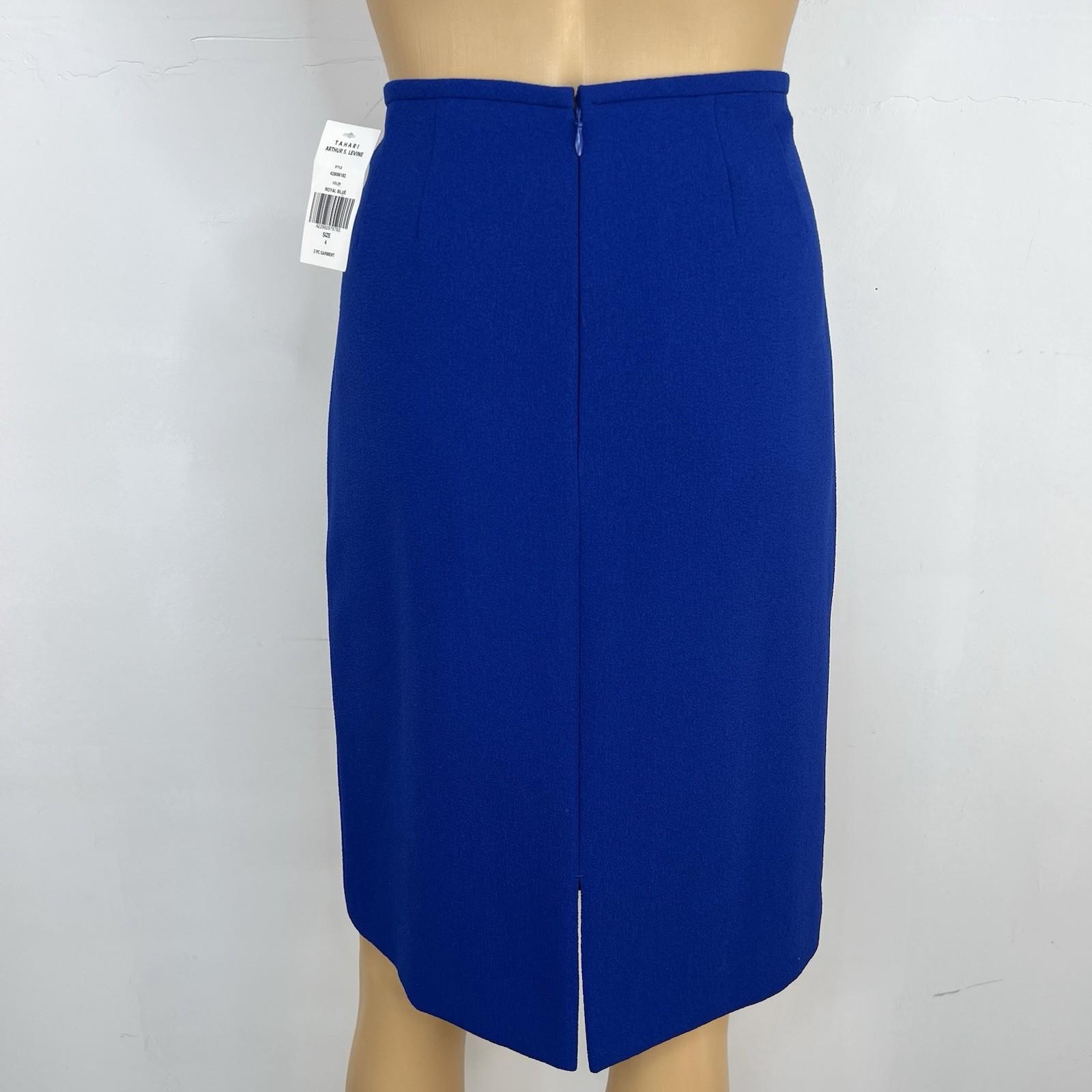 10-5662.jpg TAHARI ASL Polyester Stretch Pencil Skirt Size 4 Blue Lined Business Career New