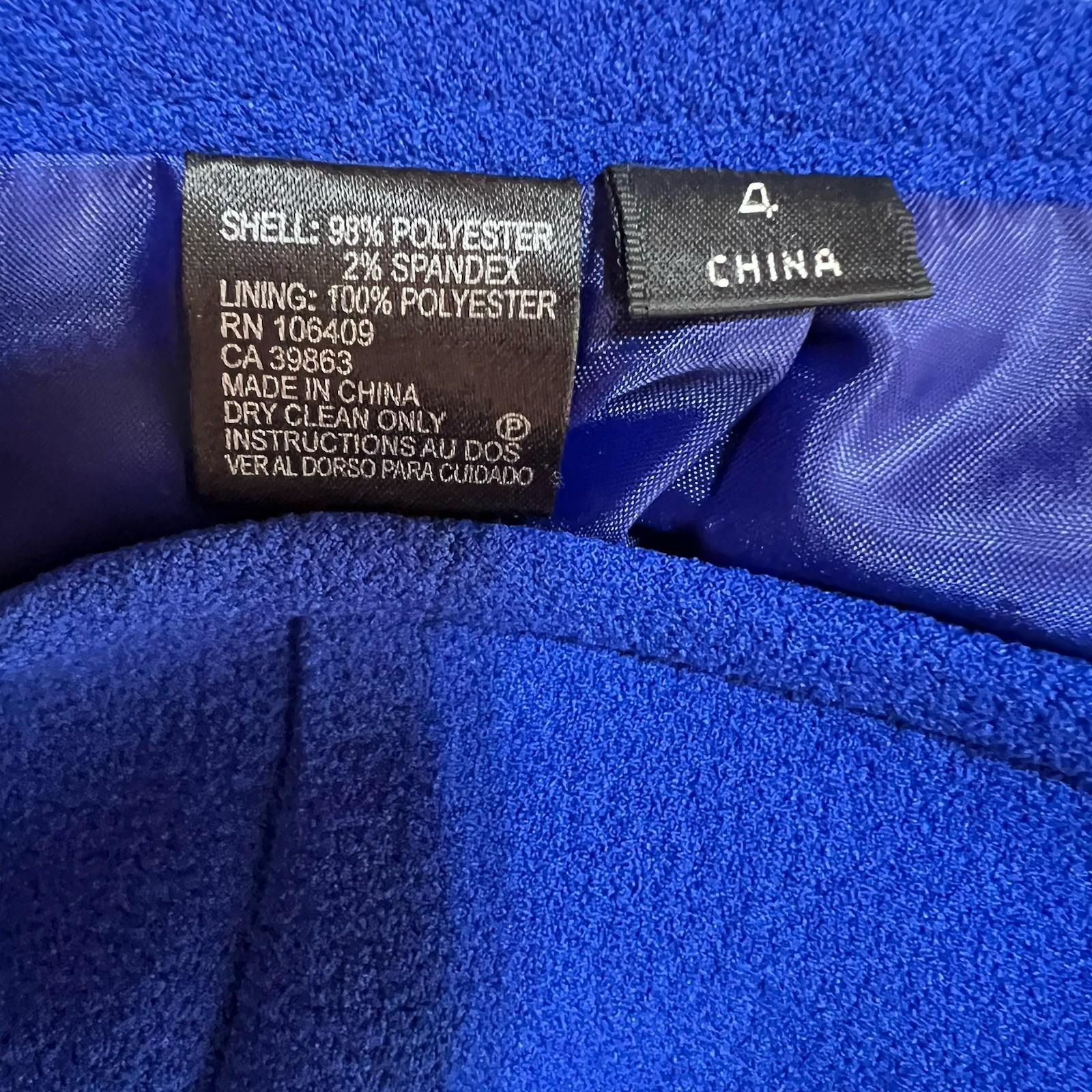 10-5664.jpg TAHARI ASL Polyester Stretch Pencil Skirt Size 4 Blue Lined Business Career New