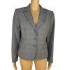 TAHARI ASL Polyester Rayon Stretch Blazer 12P Gray Pinstriped Peak Collar Career