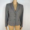 TAHARI ASL Polyester Rayon Stretch Blazer 12P Gray Pinstriped Peak Collar Career